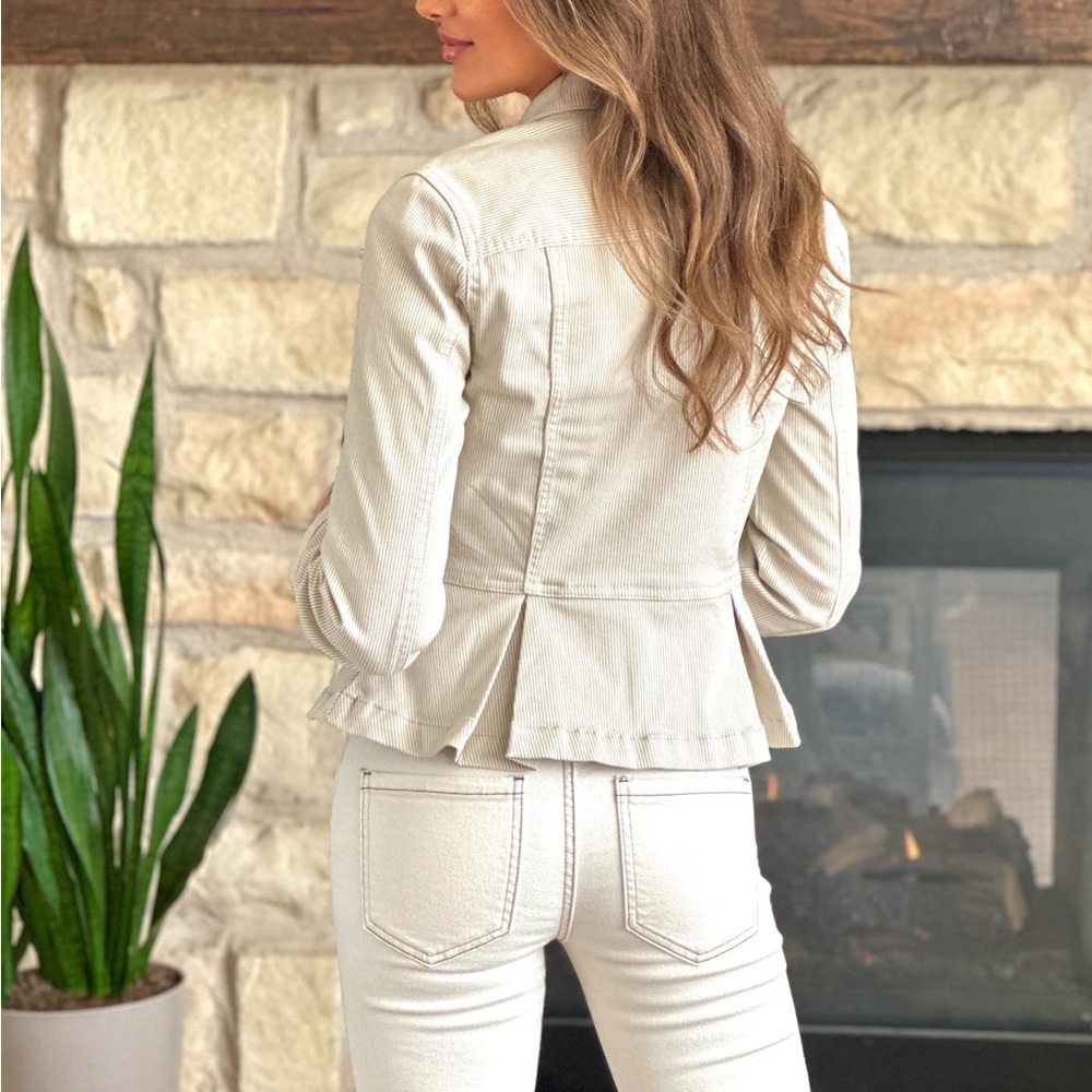 Liverpool Peplum Jacket Cappuccino Stripe - Picture 9 of 10